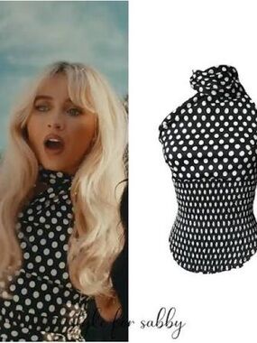 Black & White Polka Dot Halter Camisole